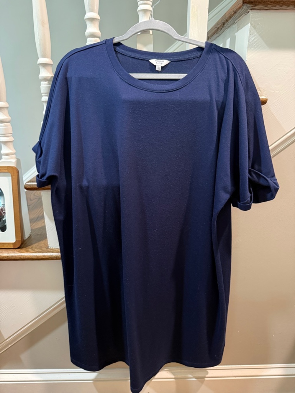 crown & ivy Navy Pullover tee shirt style dress